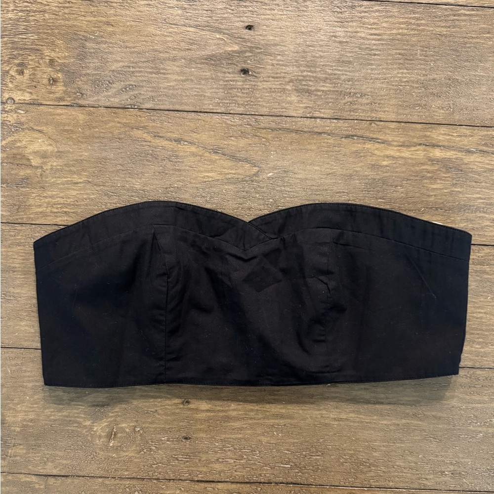 Free People Black Strapless Bra Crop Tie Back Top